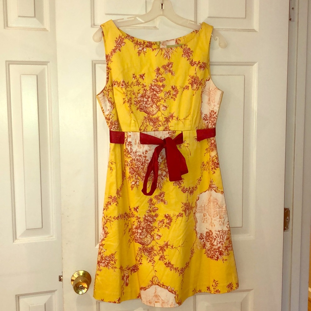 Yellow and Red Toile Sleeveless with Belt